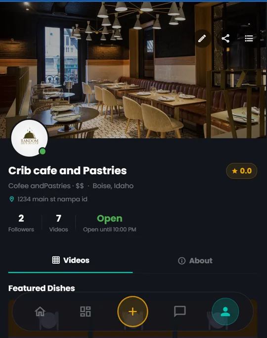 CRAVIT restaurant profile screen